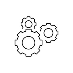 Gear linear icon.
Settings for mobile app development, software tool interfaces and optimization panels. Vector illustration