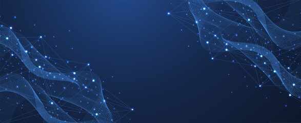 Wall Mural - Global network connection concept. Big data visualization. Social network communication in the global computer networks. Internet technology. Business. Science. Vector illustration