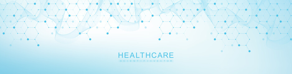 Wall Mural - modern health care or medical background design. health care innovation concept. horizontal header w