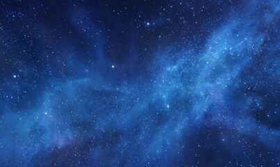 Wall Mural - Dark Blue Night Sky with Sparkling Stars and Nebulae