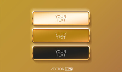 Wall Mural - Golden frame label, set color, event bar button, gold signboard. Vector illustration