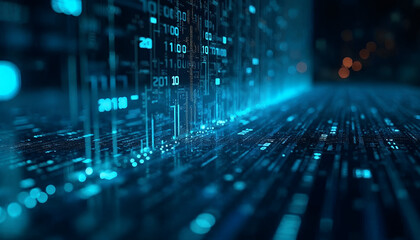 digital data stream: a mesmerizing visualization of a digital data stream flows, showcasing the intr