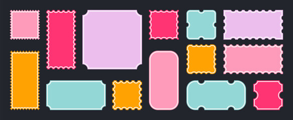 Wall Mural - tickets and coupons backgrounds, empty bright stickers in retro and vintage elegant style, frames an
