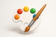 © Khalida - 3D icon of palette brush and paints Realistic creative tools isolated for art illustration