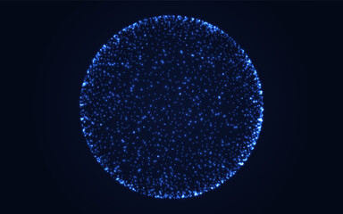 Wall Mural - sphere of particles. glowing blue globe of dots on dark background. futuristic digital circle design