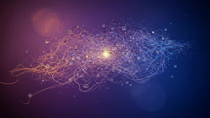 Wall Mural - an abstract representation of interconnected data and digital networks under a cosmic background, sh