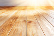© ArtSync Studio - Bright sunlight reflects warmly on a newly installed natural hardwood floor in an empty room.