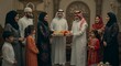 © Muhamad - A multigenerational Middle Eastern family exchanges a beautifully wrapped gift in an ornate room, creating a heartwarming scene