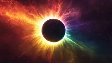Wall Mural - a single light beam piercing through the black hole causing halo plasma explosion. backgroud warping