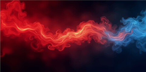 Wall Mural - Abstract red light blue smoke and flame patterns create a dark, fiery background with a burning motion design.