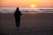 © Fokke Baarssen - Stunning sunset in Denmark with a silhouetted figure walking along the tranquil beach