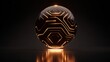© Atmospheric stock - Futuristic glowing sphere with geometric patterns in dark atmosphere