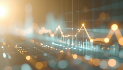 Wall Mural - abstract image of financial data with glowing graphs and charts, showcasing digital analytics and te