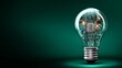 © Atmospheric stock - Futuristic light bulb with circuit board design on dark green background