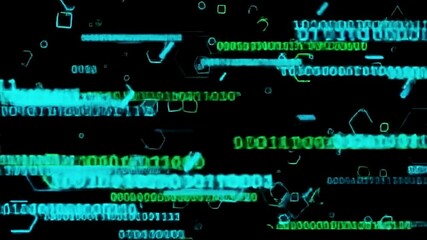 Animated Digital Data Streams Moving on Black Background