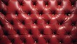 © PakistanGaming - Close up background texture of scarlet red capitone genuine leather, retro Chesterfield style soft tufted furniture upholstery with deep diamond pattern and buttons, created with generative ai