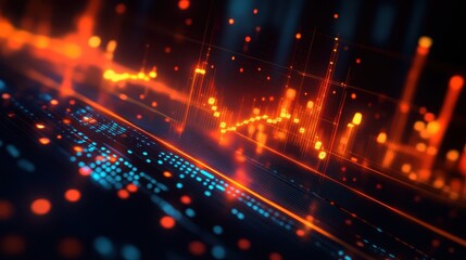 Wall Mural - Vibrant Data Visualization with Fiery Colors and Dynamic Patterns
