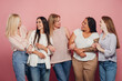 © Maria Vitkovska - Five diverse women embracing each other, celebrating their friendship and diversity