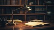 © Maz - Antique library desk scene with books and lamp