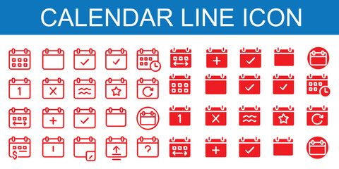 Wall Mural - calendar icon set. calendar planner icons for app, website, ui. reminder organizer event signs. busi