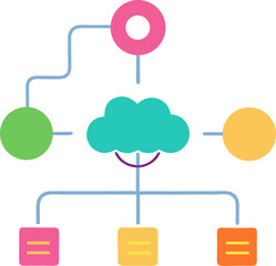 cloud computing network illustration featuring a conceptual design with interconnected devices and d