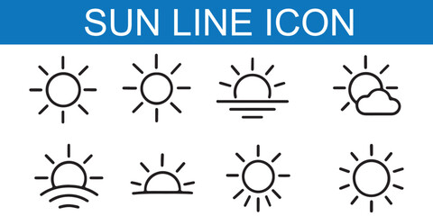 Wall Mural - sun vector illustration set in yellow color. sun icon set. yellow sun icons. sunset icon collection.