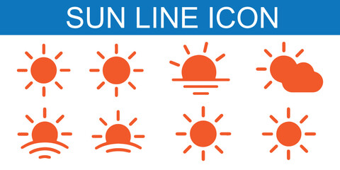 Wall Mural - sun vector illustration set in yellow color. sun icon set. yellow sun icons. sunset icon collection.