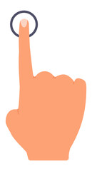 Wall Mural - cartoon hand using index finger to touch a digital button, activating a virtual interface, symbolizi