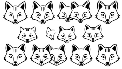 Naklejka na meble キツネの表情アイコン｜Fox Facial Expression Icons