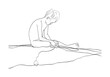 © MrOwlCreatives - Minimal Line Drawing of a Boy Sitting by the Water Playing with String