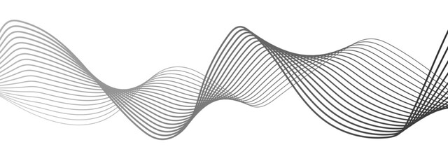 Wall Mural - abstract minimalist wave background with smooth, monochrome black curved lines forming a flowing sin