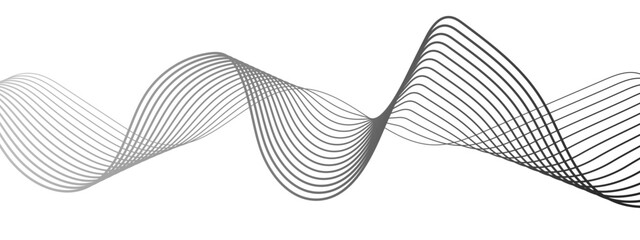 Wall Mural - abstract minimalist wave background with smooth, monochrome black curved lines forming a flowing sin