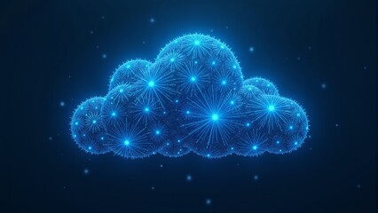 Wall Mural - Digital Blue Cloud Computing Concept