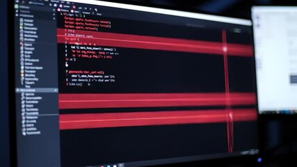 Coding session with program interface on screen during software development