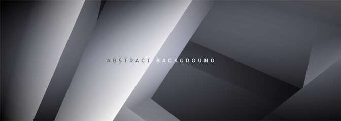 Wall Mural - dark gray modern abstract wide banner background with 3d dagonal geometric shapes. dark grey vector 