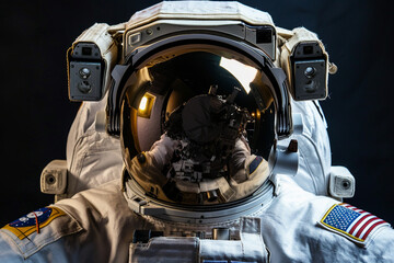 Wall Mural - astronaut in a protective spacesuit made generative ai technology