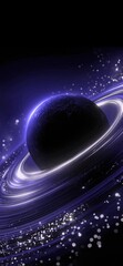 Wall Mural - blue planet with rings in space