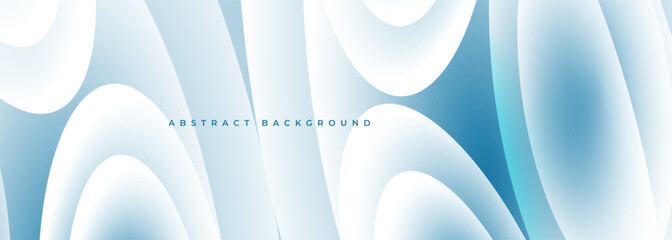 Wall Mural - white and light blue modern abstract wide banner with circles and geometric curve shapes. vector ill