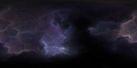 Wall Mural - 360 degree space nebula. giant interstellar cloud with stars, equirectangular projection, environmen