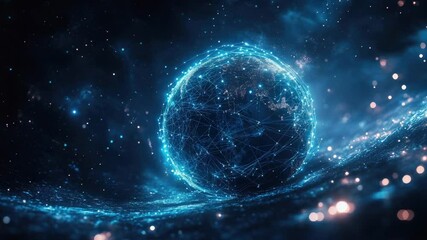 Wall Mural - a 3d representation of celestial bodies with a network of stars in the background, ideal for sci-fi 