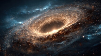 Wall Mural - a beautiful spiral galaxy with a bright central core surrounded by swirling gas and dust clouds shin
