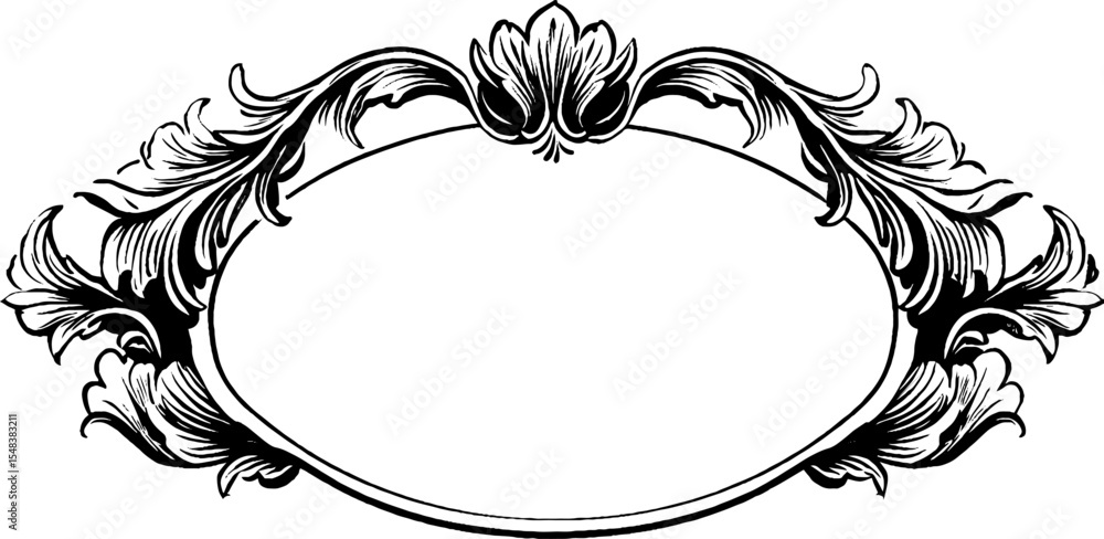 Elegant baroque scrollwork frame art design for decorative projects ...