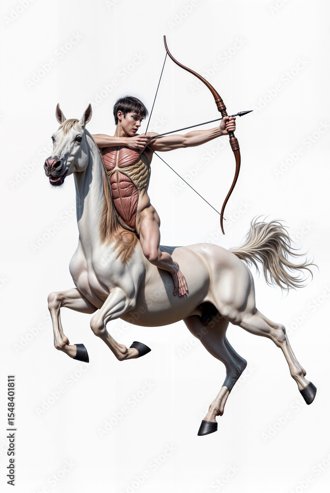 Ilustração The image depicts a centaur, a mythical creature with the ...