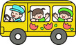 © 효주 정 - 스쿨버스를 타고 등교하는 즐거운 어린이들School bus vector image