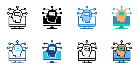 Cognitive Computing icon set multiple style collection 