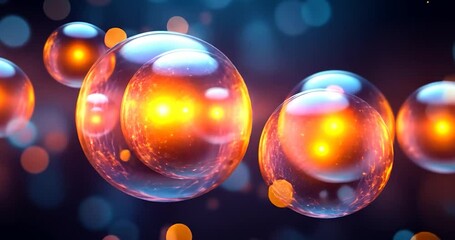 Wall Mural - Glowing spheres with sparks and bokeh lights.