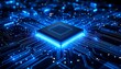© ichiNisan - 近未来のマイクロチップ / テクノロジーの中心 / 輝く電子回路とプロセッサ