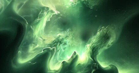 Wall Mural - abstract green swirls, nebula-like texture.