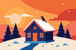 © SOHAG - Christmas winter landscape with houses, snow, and trees
