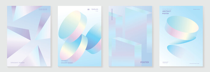Wall Mural - modern gradient liquid glass poster background vector set.cover template with perspective geometric 
